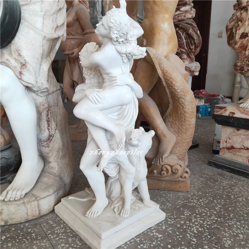 White Marble Polished Antique Nude Erotic Statue Sculpture