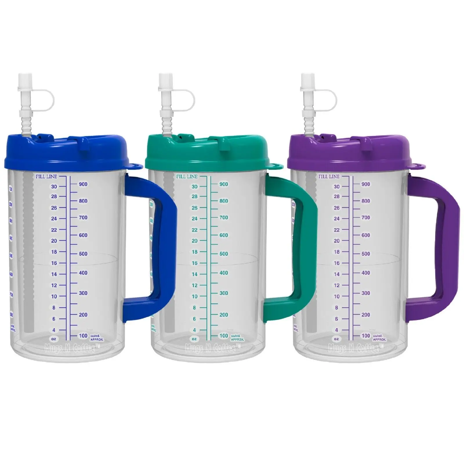 32oz Double Wall Insulated Hospital Mugs Cold Drink Mug with Straw Double-Walled Carafe Hot and Tumbler