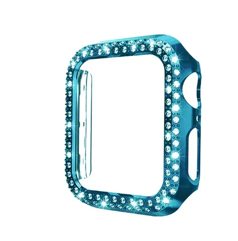  Двухрядный Алмазный чехол для часов apple watch корпус 38/42 мм 40/44 ремешок ПК защитная крышка экрана iWatch Series 6 SE 5 4