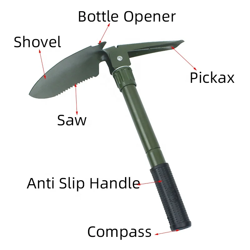 Survival Emergency Folding Pickaxe And Shovel Snow Shovel Trowel Tool Survival Shovel With Axe Multifunctional Folding Trowel