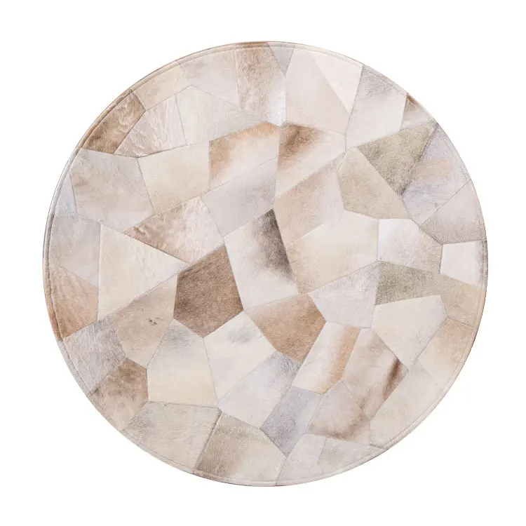 High Quality Round Cowhide Rug Cow Skin Area Rug for Living Room