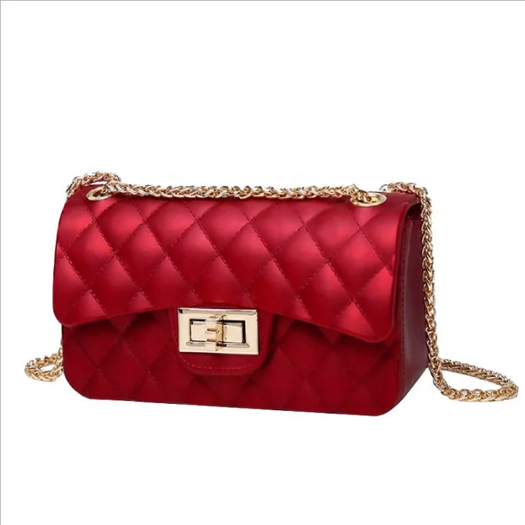 New Arrival Mini Colorful PVC Silicone Jelly Handbag Candy Shoulder Coin Purse Chain CrossBody Bags For Women