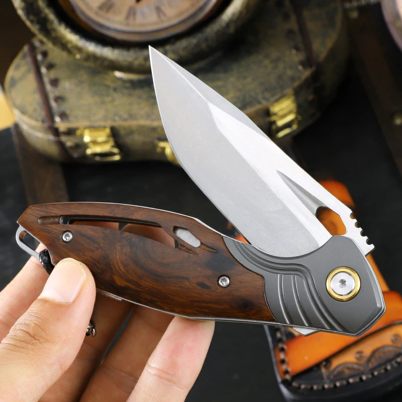 M390 Powder steel Hot selling pocket Knife  with North America desert ironwood handle for Outdoor Tactical Survival