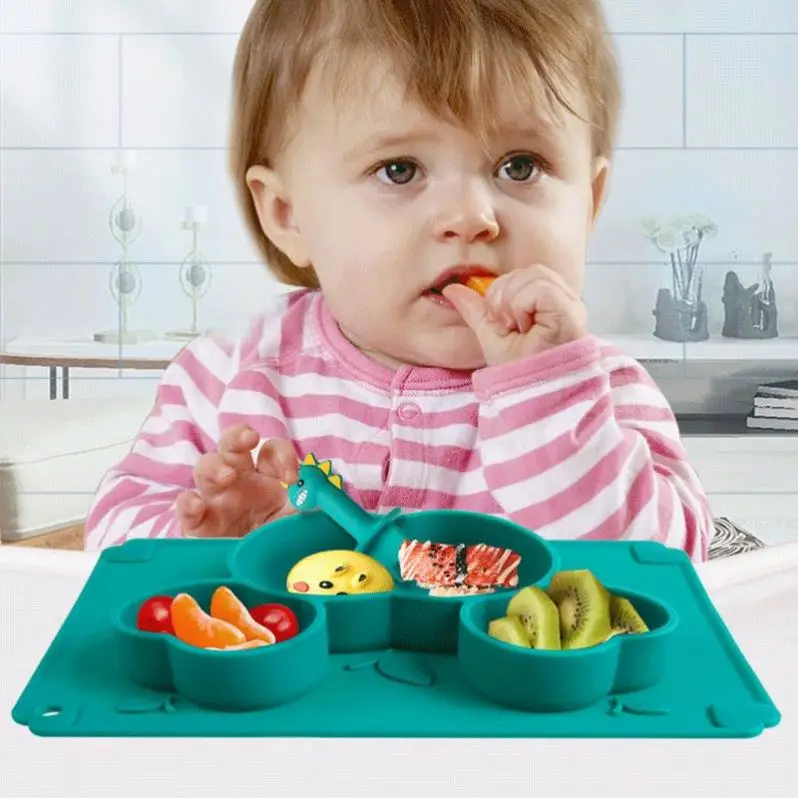 
Bpa free Baby feeding 3-piece set Easily Clean Waterproof silicone baby plate set 