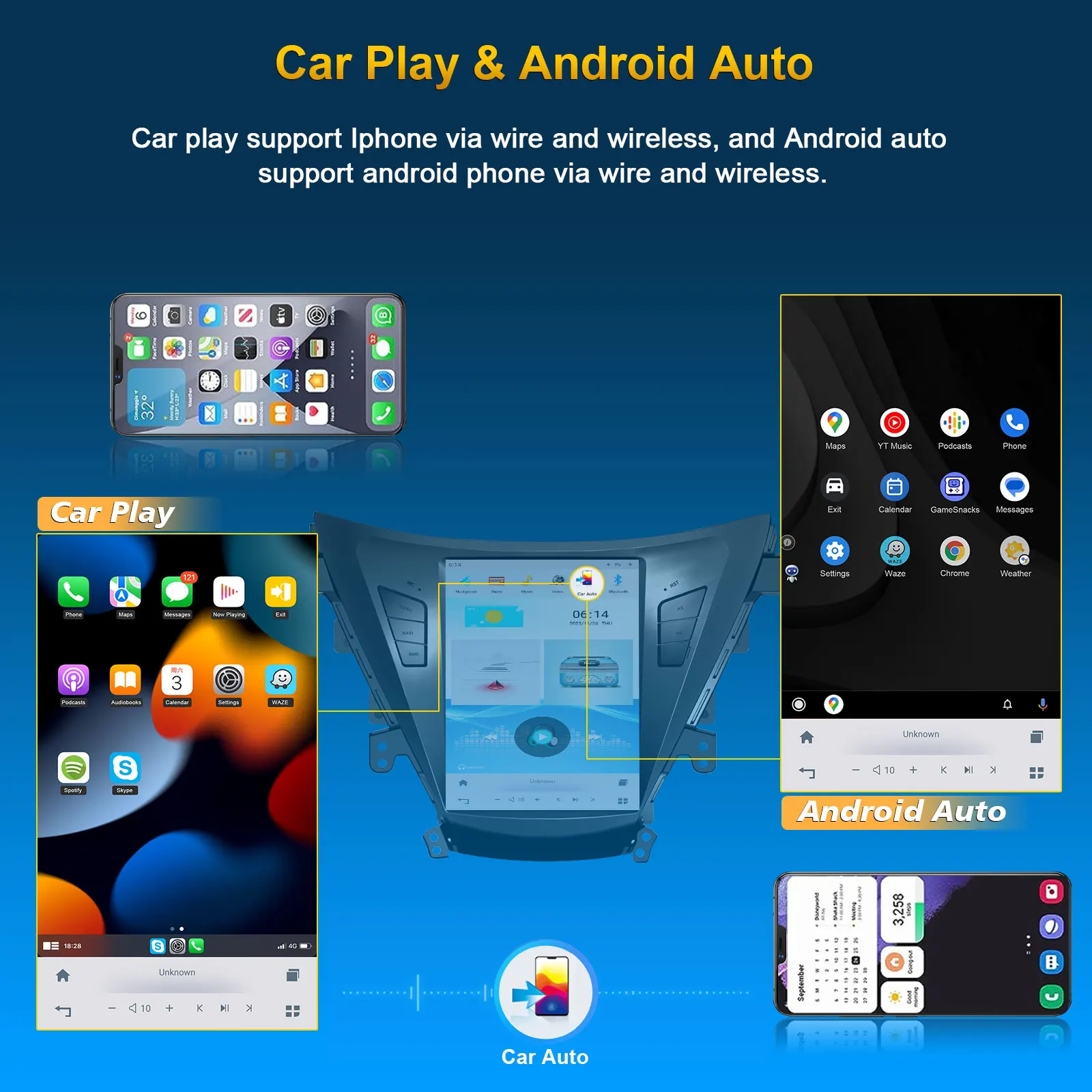 Qualcomm Snapdragon для HYUNDAI ELANTRA/MD 2011-Android Авто Радио стерео Мультимедийный видеоплеер навигация GPS Carplay