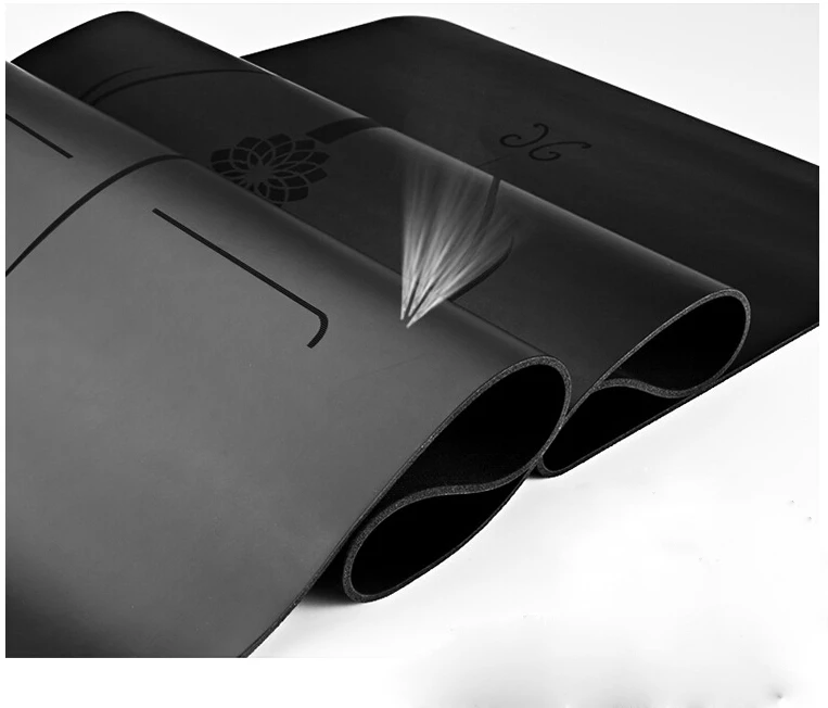Экологически чистый Противоскользящий коврик для йоги из полиуретана с принтом логотипа на заказ, черный Коврик для йоги для тренажерного зала и фитнеса, коврик для йоги из натурального каучука