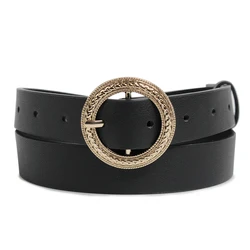 Luxury dual buckle belts for women custom lady leather belt manufacturer