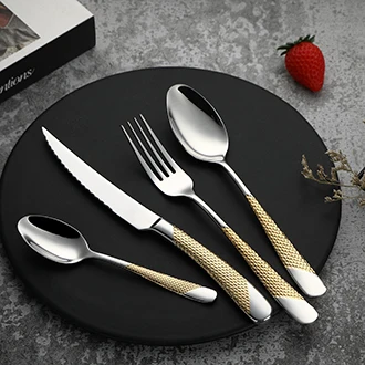 Fashion Silverware Sets Coffee Spoon Cutlery 2 Forks Wedding 24 Pcs Gold Flatware