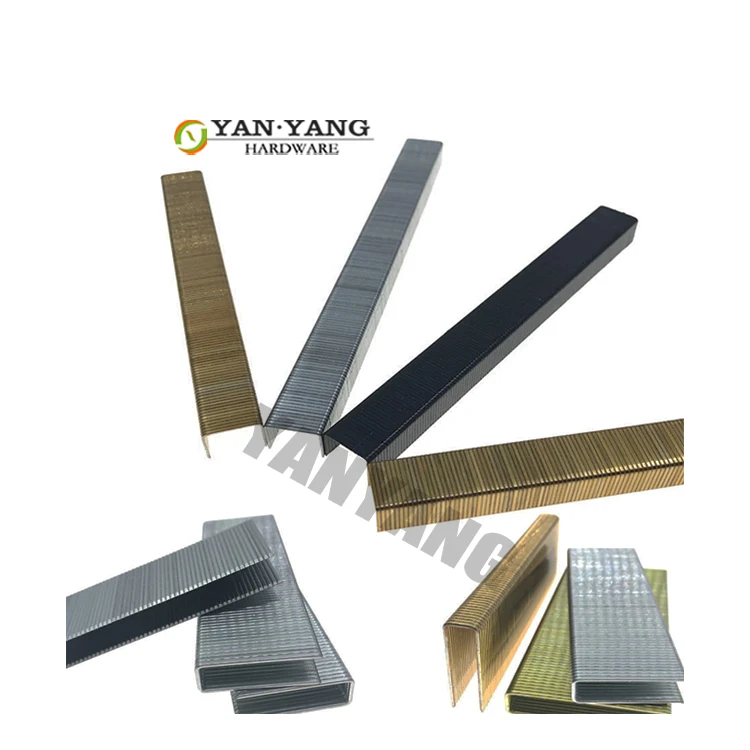 Yanyang Factory Price Produced Sofa Nails 7110 7112 Upholstery Galvanized Fine Wire Staples 7116 Furniture Staples Pins