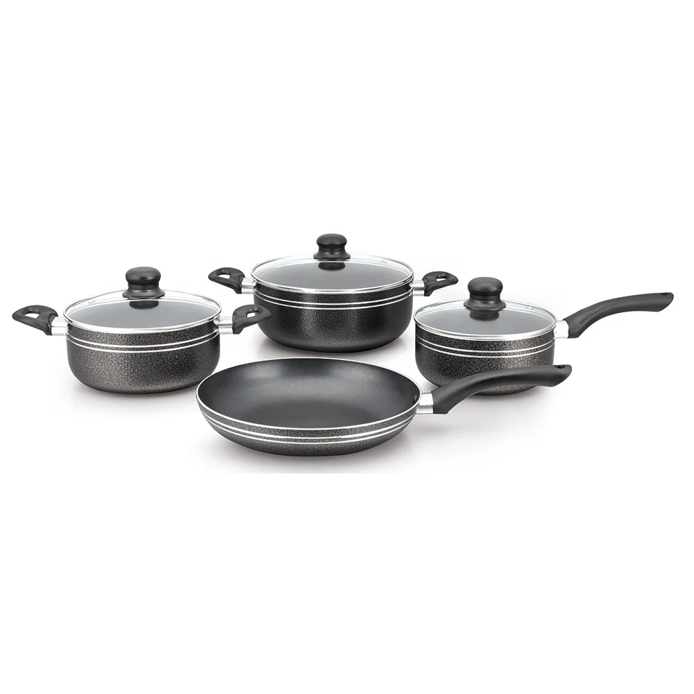 7pcs eco-friendly black powder coating nonstick cookware set