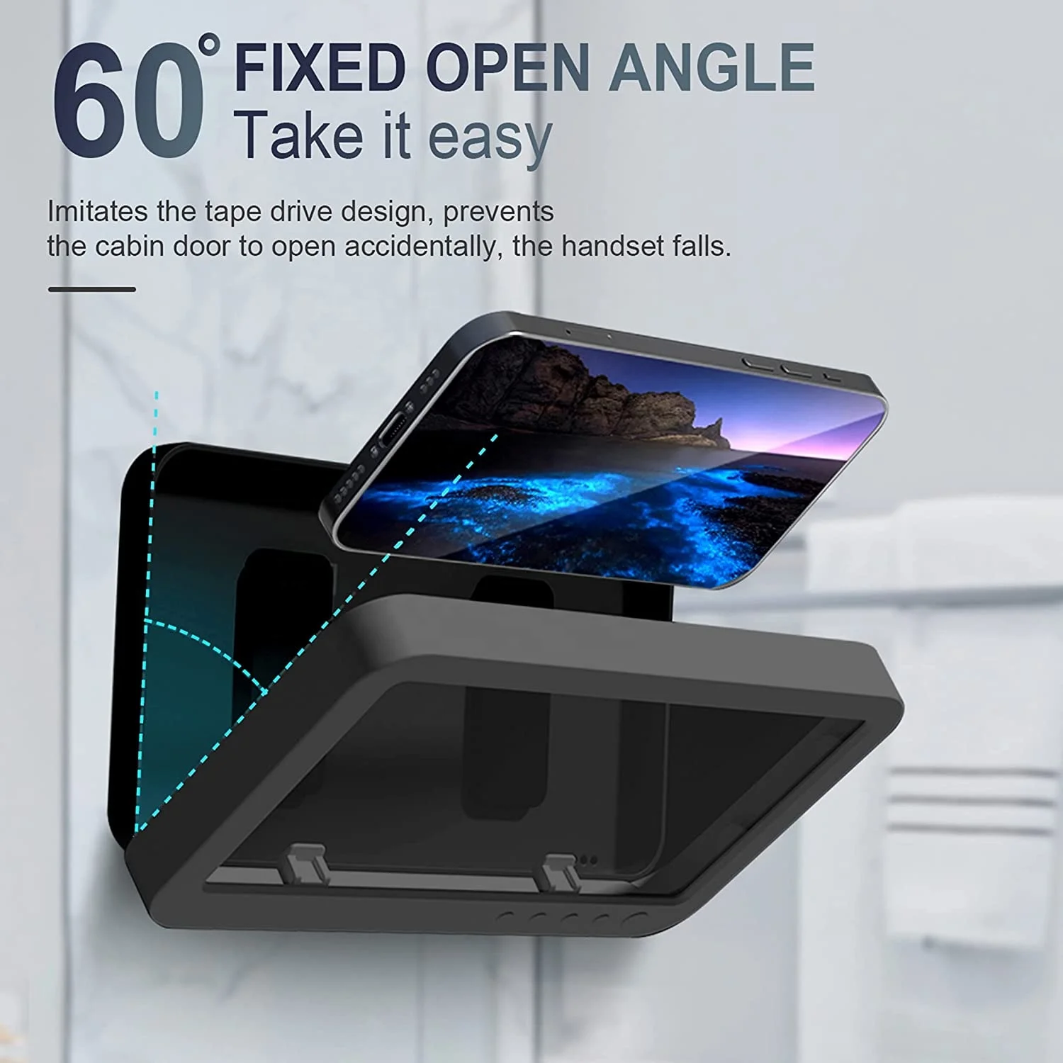 Shower Phone Holder Waterproof 360 Rotation Mirror Wall Mount Phone Holder for Shower Bathroom Bathtub Kitchen