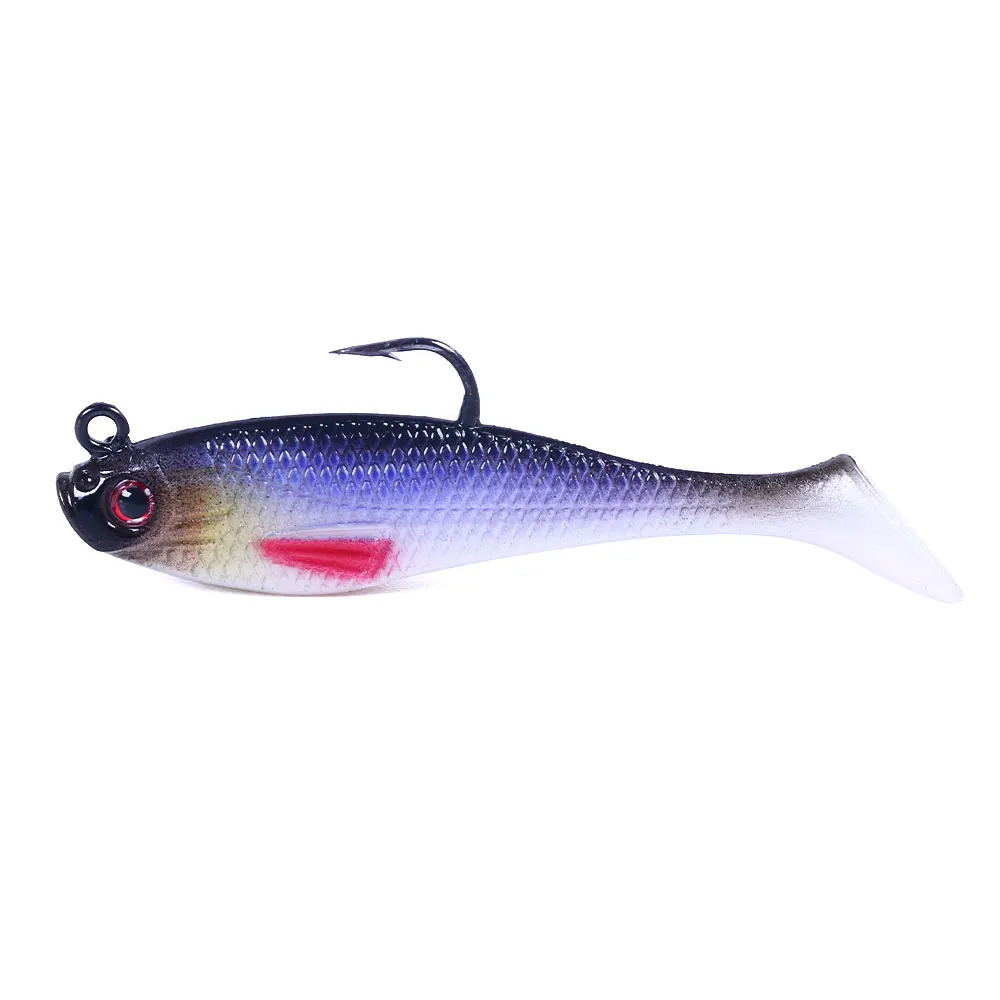 1Pcs 8cm 10g Fishing Gear Wobbler Bass Fishing Lure Artificial Silicone T tail Small Soft Lure Bait
