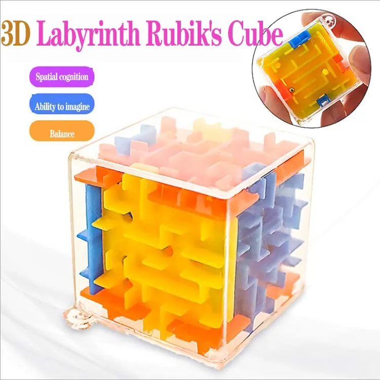 Оптовая цена 4 см мини-Цветной 3D лабиринт кубик креативная игра с шаром детская головоломка забавная игрушка