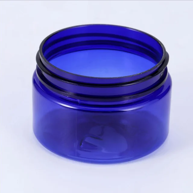 Wholesale 2 oz Blue Round Plastic Cosmetic Jar with White Screw Lids for Makeup Cream eye face cream
