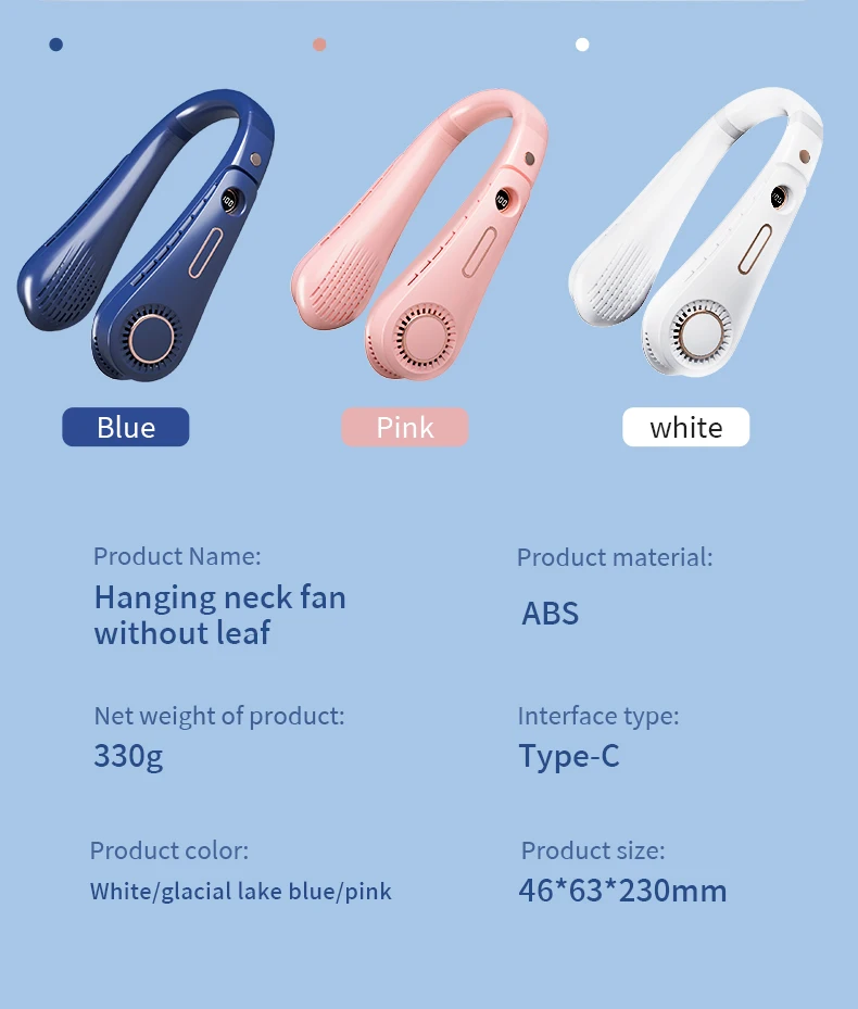 Silent Bladeless Portable USB Neck Hanging Neck Fan