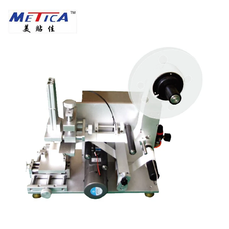 LABELING MACHINE Low price semi automatic adhesive sticker bottle labeling machine and flat and top surface labeling machine