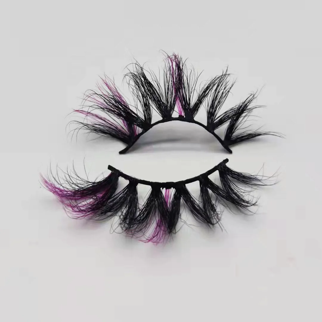 Лидер продаж 2021, 25 мм, оптовая продажа, цветные норковые 2 тонированные ресницы