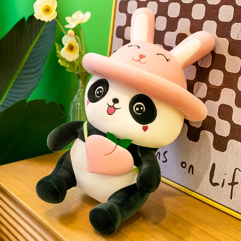 Kung Fu Panda Plush Toy With Peach Giant Size Animal Stuffed Sleeping Bedroom Pillow Plush Panda Soft Toy