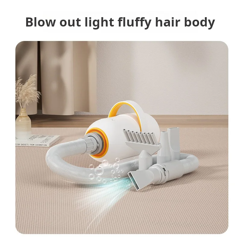 High Power Dog Blow Dryer Adjustable Speed Temperature Control with 4 Nozzles and Extendable Hose for Cat Pet Hair Grooming