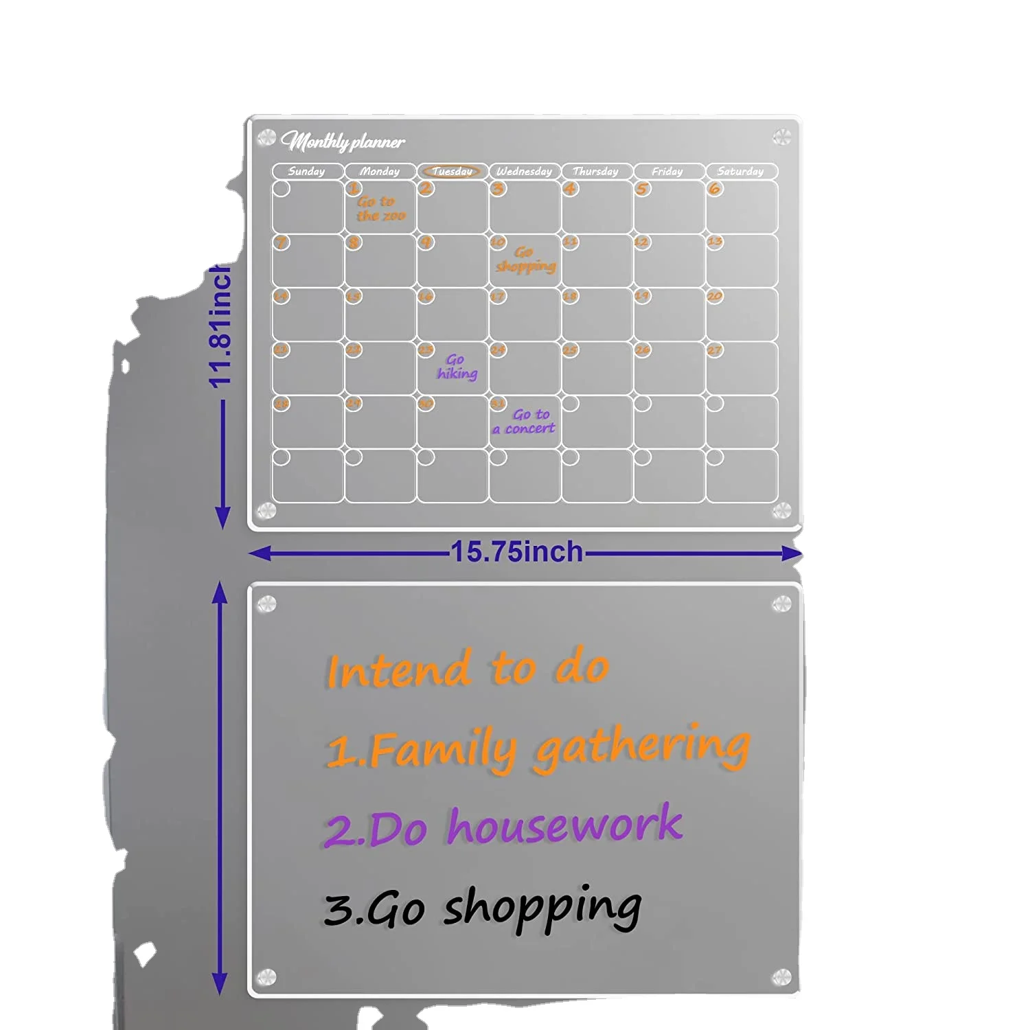 High Quality Magnet Custom Fridge Dry Erase Acrylic Magnetic Calendar