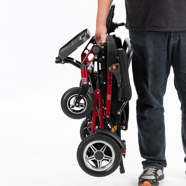 Compact And Exquisite Magnesium Electric Wheelchair Lightweight Foldable Automatical Self Propelled Elderly Motorized Wheelchair