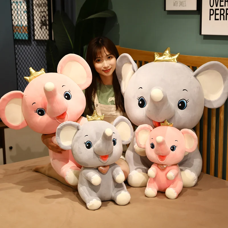 Custom Bedtime Baby Elephant Plush Toys Stuffed Animal Toys Creative Gray Pink Big Ears Soft Plush Elephant