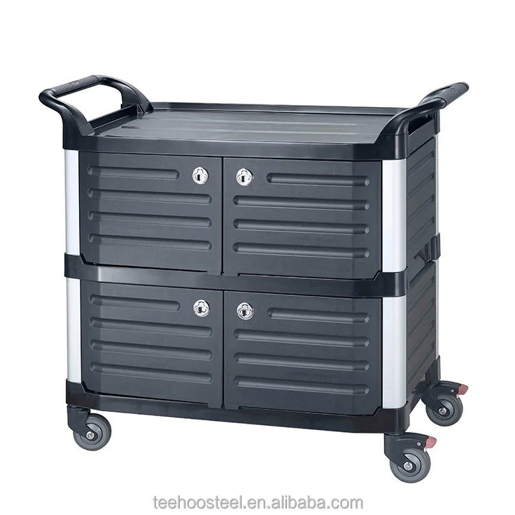 Factory Supply  Hand Plastic Service Trolley Cart, Restaurant Food Service Trolley For  Hotel Service Carts Supplies