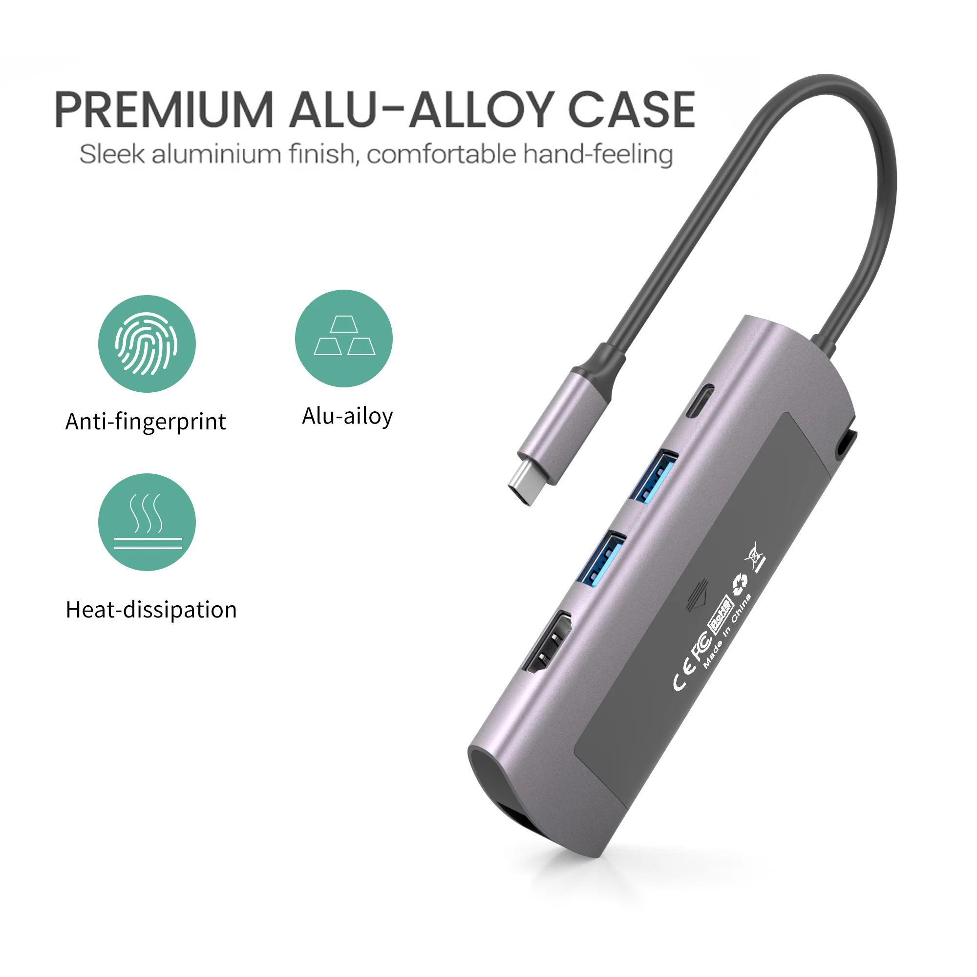 Toll Free USB HUB with 4K HD Media USB 3.0 1000M LAN for Laptop Macbook M.2 SSD Enclosure for 2230 2242 2260 2280