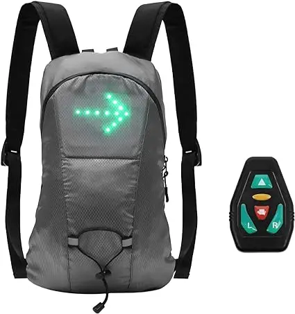 LED Turn Signal 15L Waterproof Backpack with LED Direction Indicator LED Turn Signal Backpack Safety Backpack For Cycling