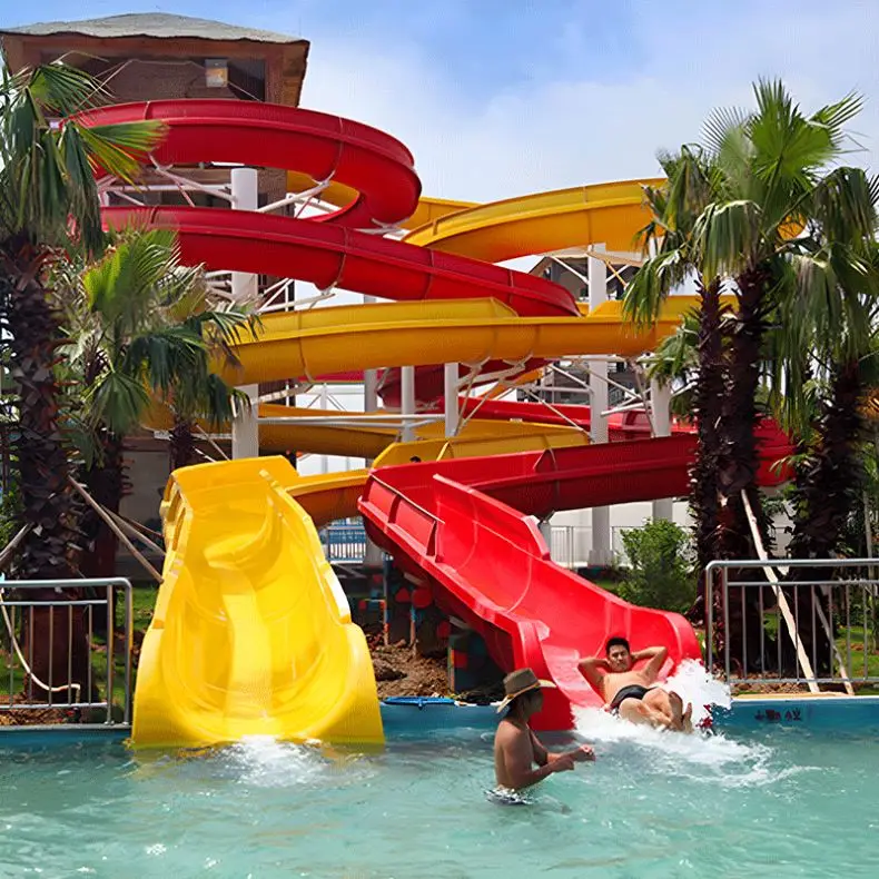 Spiral Slide for Outdoor Water Playground and Aqua Park Installations, Designed for Maximum Durability