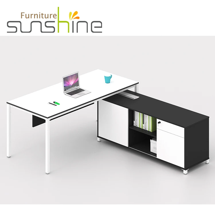 Mdf Office Furniture Executive L-shaped Manager Desk Computer Table With Drawer