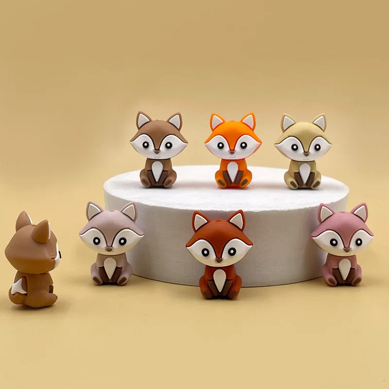 New Arrivals 3D Fox Cartoon Animal objects Silicone Focal Beads For Pen Making And Jewelry & Bracelet Decoration