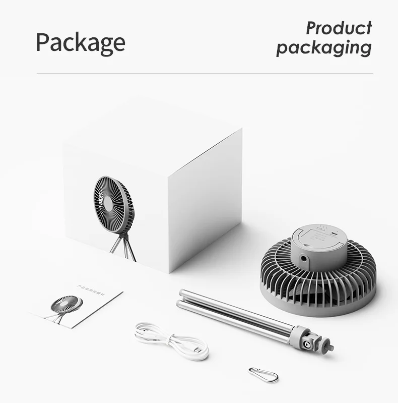 New arrivals Desktop Fan Portable Rechargeable Usb Tripod Fan  Powerful Air Cooler Stand Ceiling Camping Fan