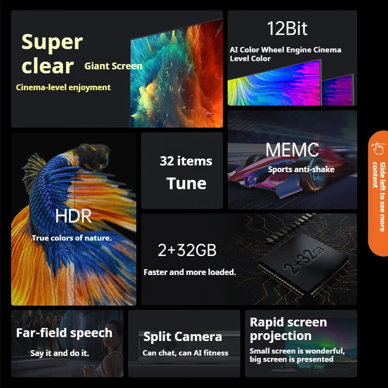 Manufacturer Flat Led Display Screen Smart Tv Day 32 Inch Android Commercial Televisions 4K Projector Smart Tv