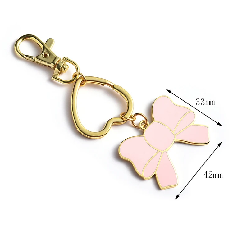 Factory Customized Made Hard Soft Enamel Key Ring Copper Metal Bow Logo Charm Key Chains Custom Cute Flower Keychain For Bags