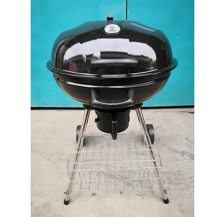 
With Ash Catcher Bbq Charcoal Barbeque Outdoor Grills Smoker Heat Control Round Standing Kettle Grill Tailgating Grilling 