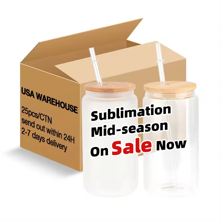 Us Warehouse 16 Ounce Tumblers Wholesale Glass Coffee Sublimation Cups