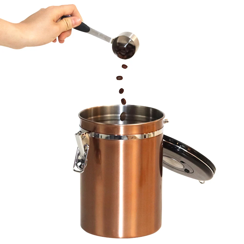 Sealed Stainless Steel Vacuum Coffee Canister Kitchen Food Storage Cans Coffee Beans Container With CO2 Valve