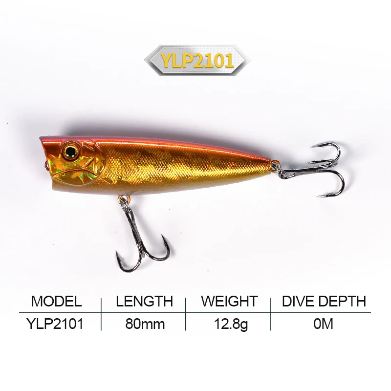 HYD Artificial Hard Bait 12.8G Hard lure Fishing Topwater Fishing Lure Popper Lure for Sea