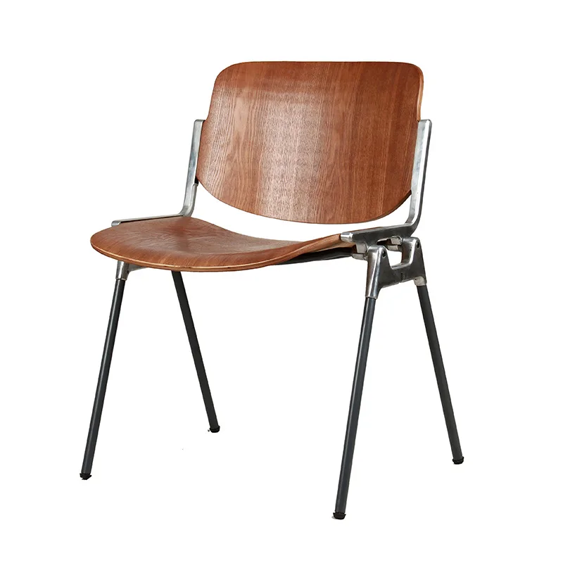 Modern design minimalist style home furniture wooden PU leather iron frame dining room backrest coffee shop chair
