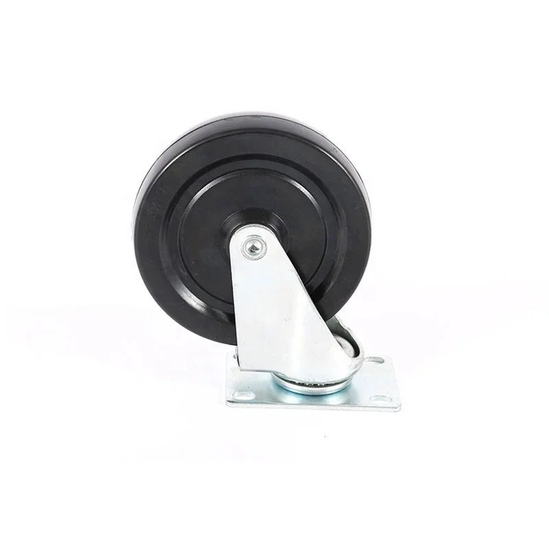 Rueda de goma de 4 pulgadas no rust 100mm Light duty  Industrial rubber dolly  plate trolly 4 inch rubber caster wheel