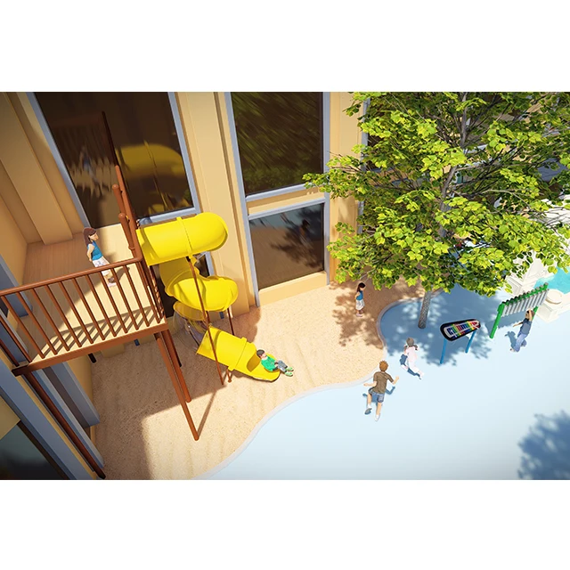 COWBOY Preschool Outdoor Design Children Playground Wooden Custom Playground Slides Climbing Nets For Kids