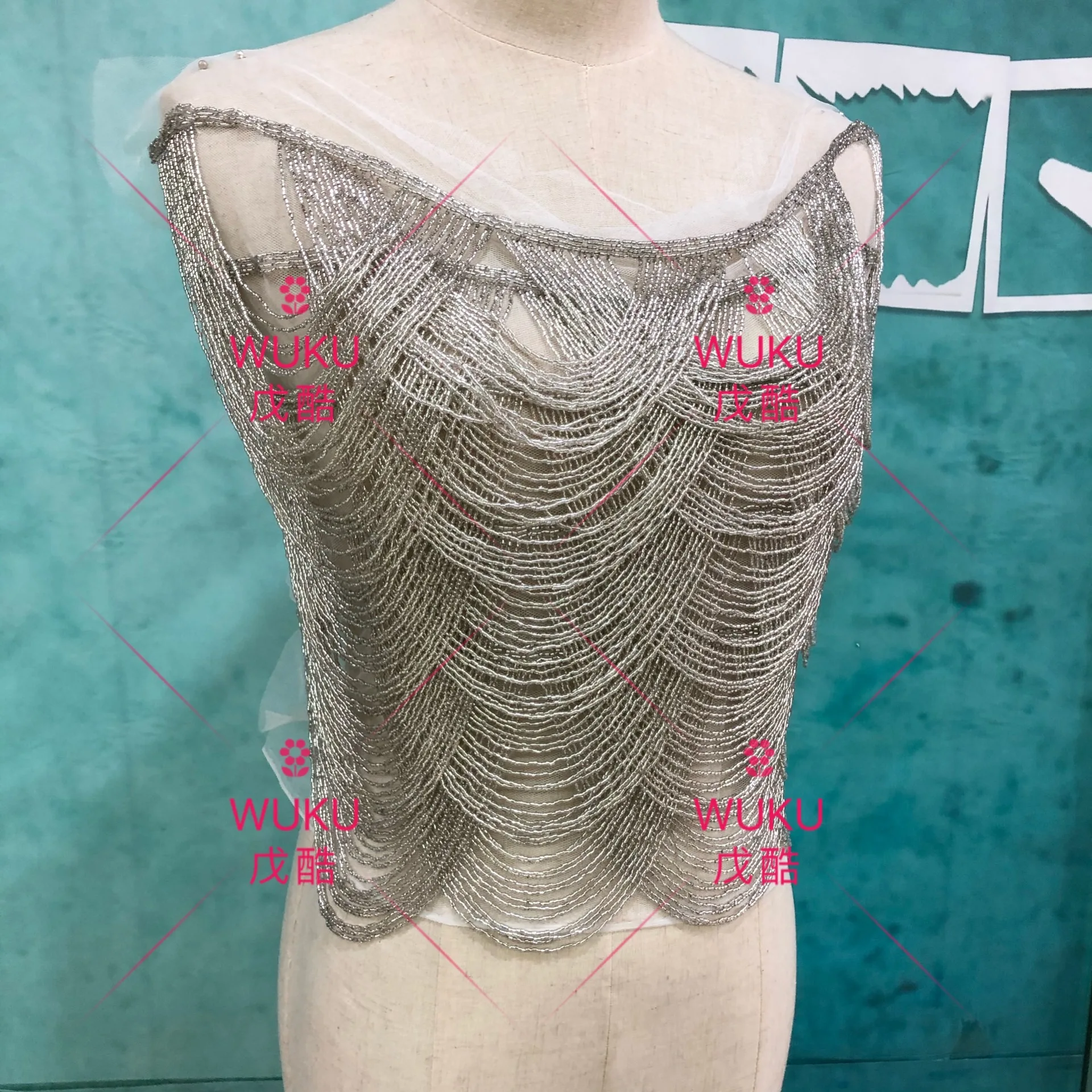 
haute coture beads fringe tassel appliuqe patch 