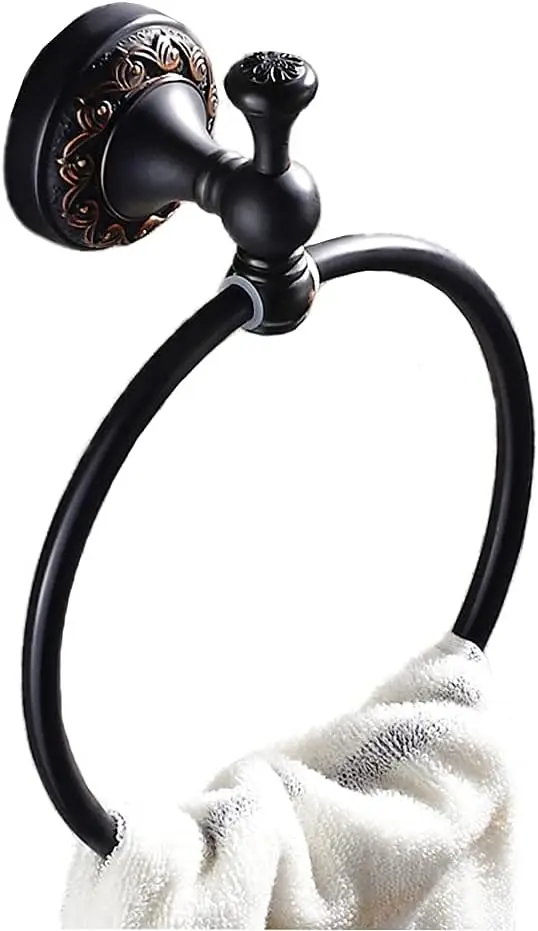 Brass Towel Hooks and Oil Rubbed Bronze Hand Towel Ring for Bathroom Accessories