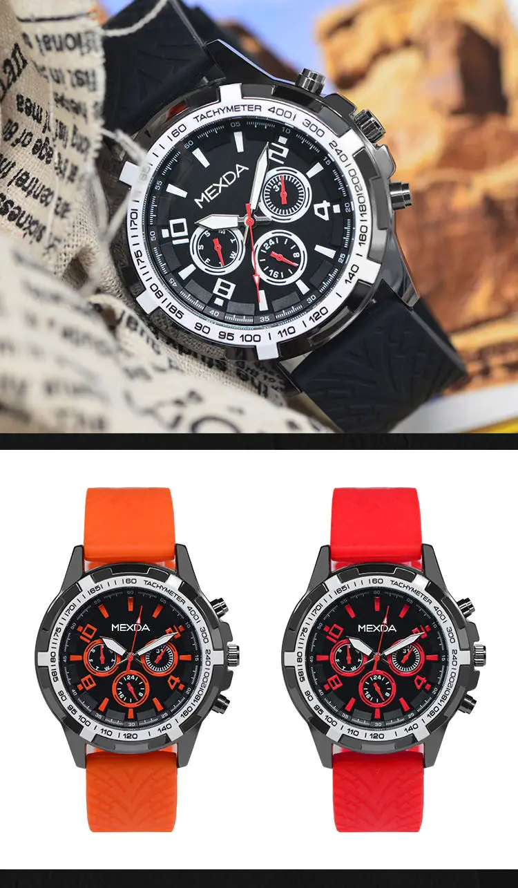 mexda brand Wholesale Custom Luxury Stainless Steel case sport Multi functional Wristwatches for men