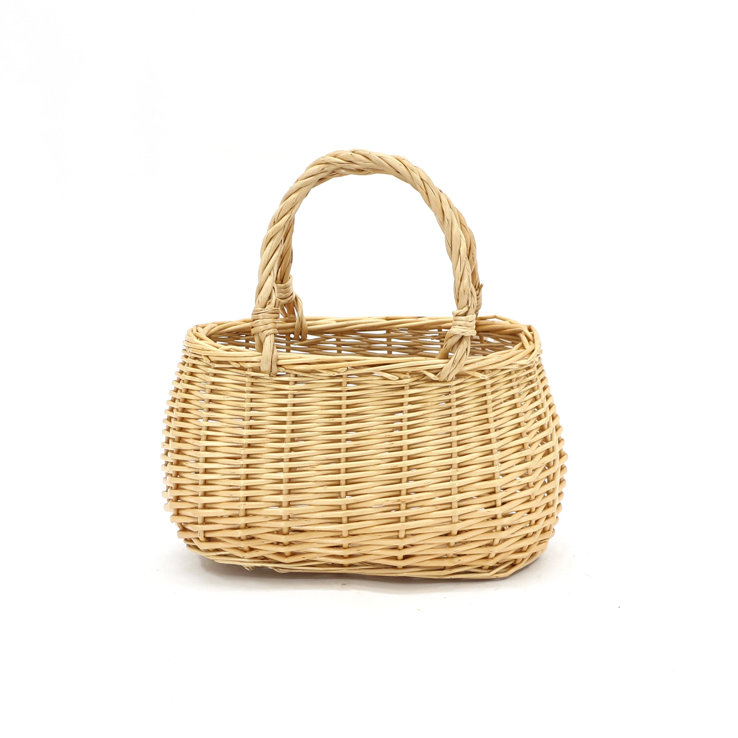 wholesale hand made woven decorate storage wicker basket shopping gift basket