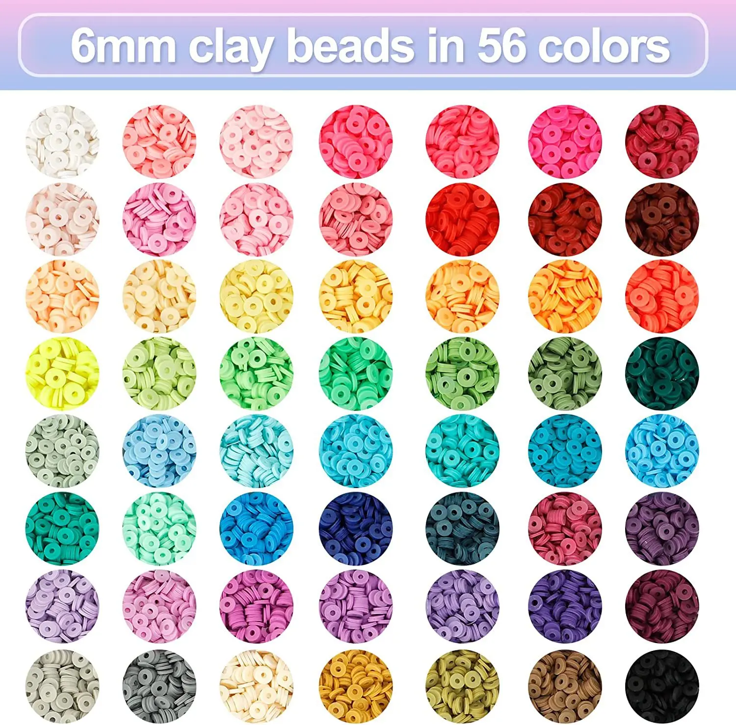 9800pcs Jewelry Bracelet Diy Clay Beads Accessories 6mm Color Polymer Clay Beads For Jewelry Making Kit