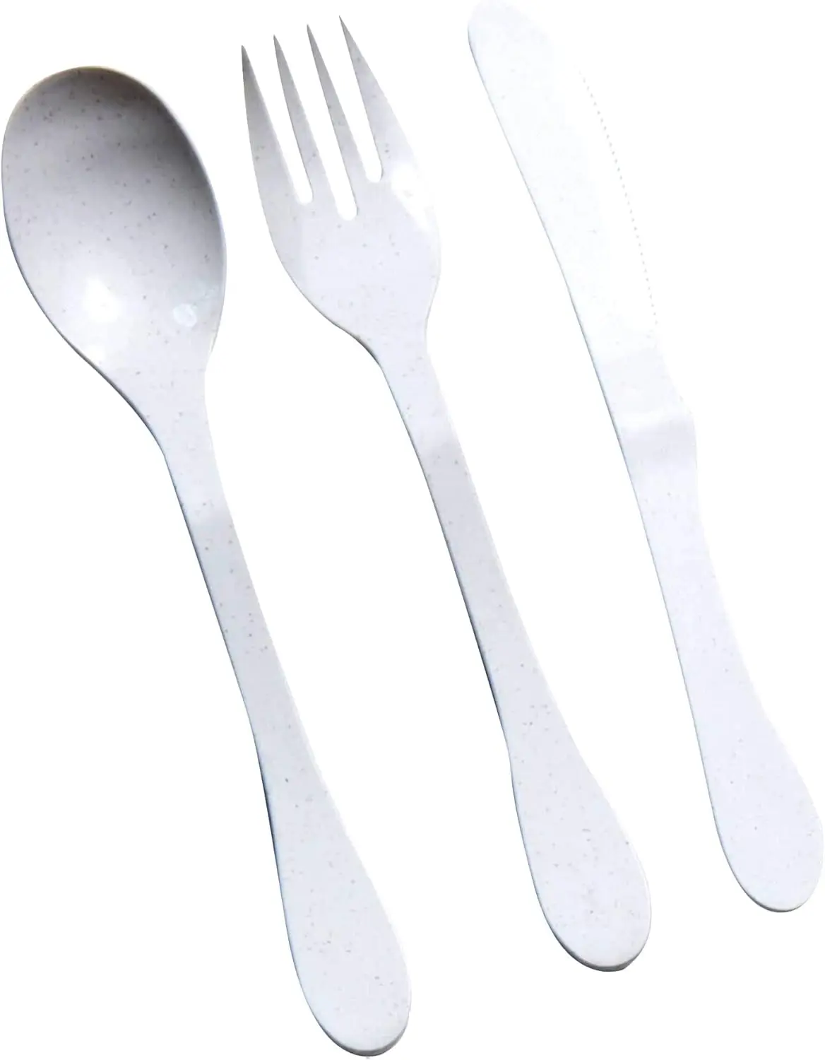 Forks, Knives, Spoons Plant-Based Cutlery, Reusable Bamboo Cutlery Set, White