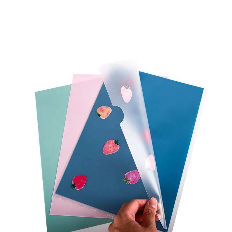 Wholesale PP plastic folder clear pocket file folder A4 customized pp L shape for file folder for school