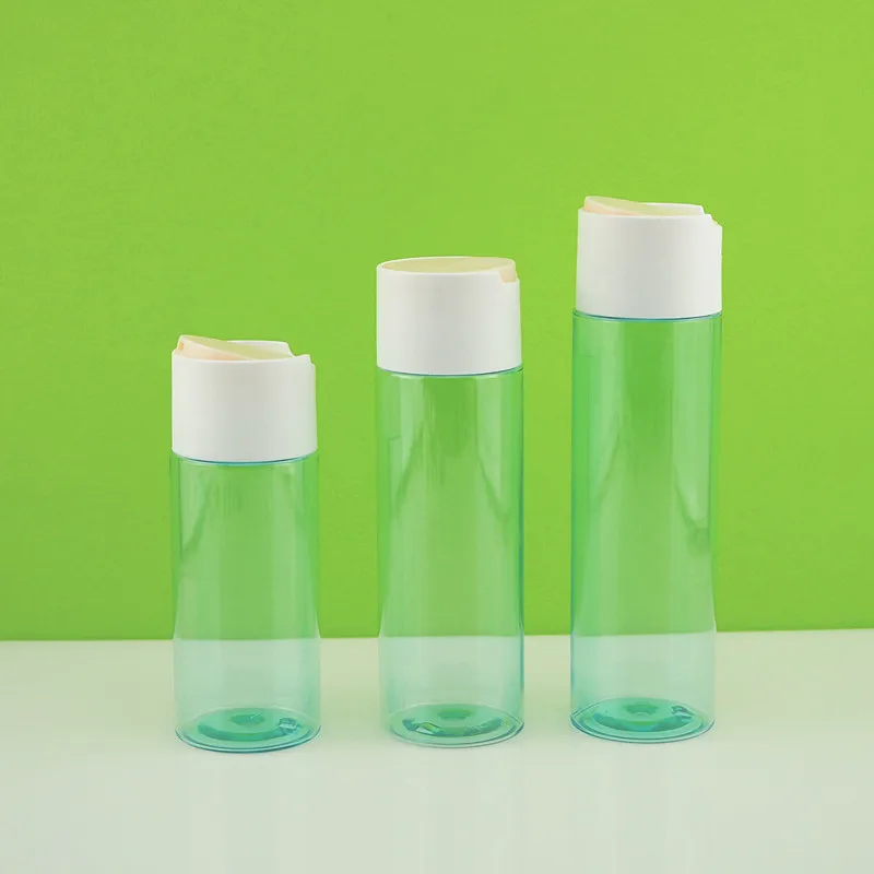 PET plastic skincare  plastic arnica massage oil bottle with disc top snap cap